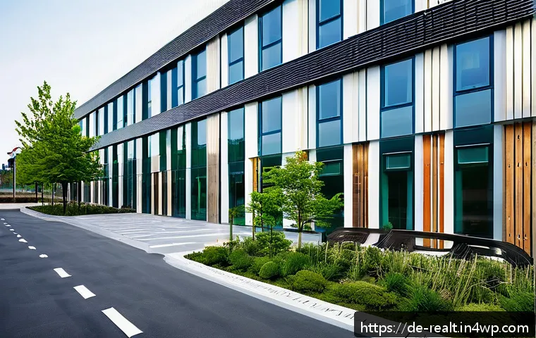 상업용 부동산 투자에 관한 최근 연구 - A modern, sustainable commercial office building in a German urban center, featuring LEED and DGNB g...
